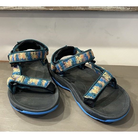 Teva K Hurricane XLT2‎ Kids Ibiza Blue Nectarine Strappy Outdoor Sandals Size 11 - Picture 1 of 8
